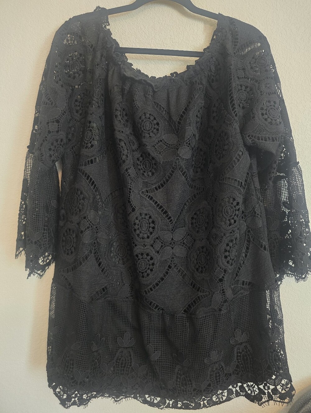 Lucky & Blessed Black Lace- Women's Tunic Dress Size XL
